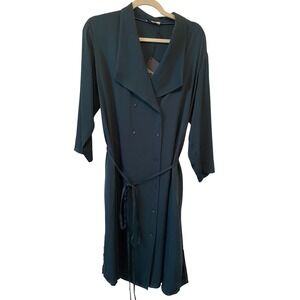 MM LaFleur Suzanne Dress Size L Rainforest Green Silk Trench Shirt‎ Style
